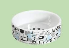 10: Keramikskål hvid m/firkanter