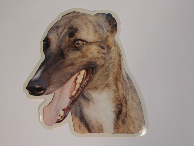 Greyhound, hv. Vælg: klistermærke, nøglering, broche, slipsenål, mm.