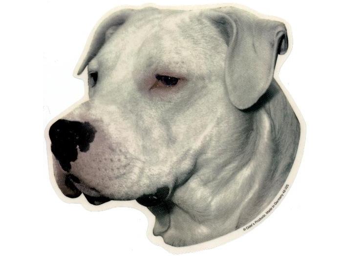 Dogo Argentino, hv. Vælg: klistermærke, nøglering, broche, slipsenål, mm.