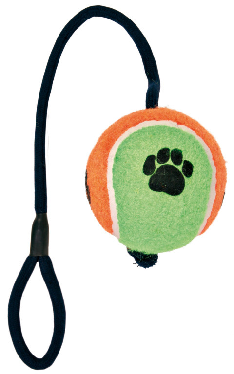 11: Hundelegetøj Tennisbold med reb.