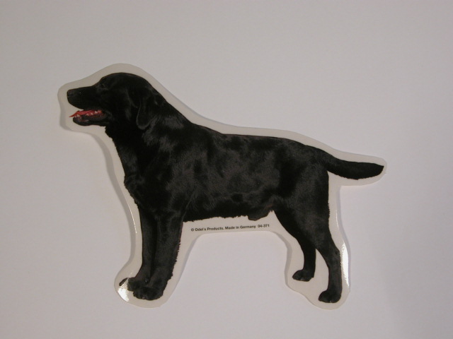 Labrador Retriever, sort, st. Vælg: klistermærke, nøglering, broche, slipsenål, mm.