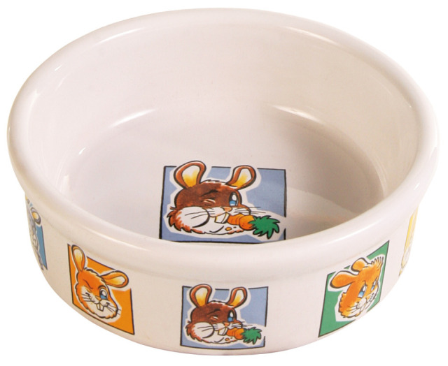 Billede af Keramik skål m. motiv på bunden og kanten kanin 240ml / ø 11cm. Sendes med fragtmand.