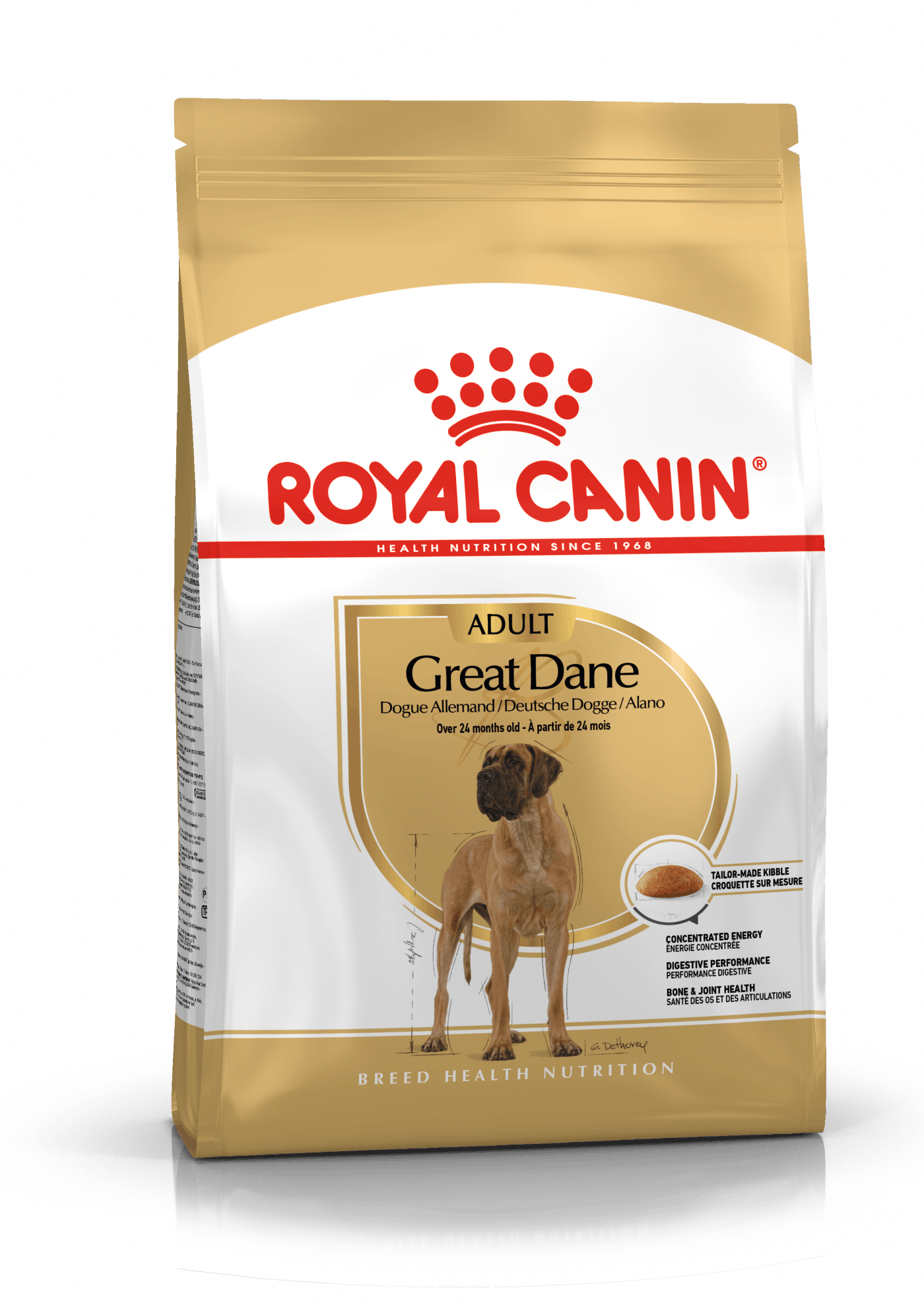 Se Royal Canin Great Dane / Grand danois Adult - over 24 måneder. hund. (12kg) hos Alttilhundogkat.dk