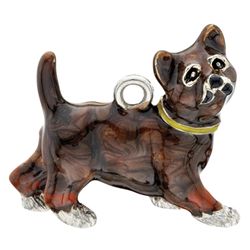 Eksklusiv nøglering med Cairn Terrier. Måler ca. 10,5cm inkl. kæde med charms og selve nøgleringen.