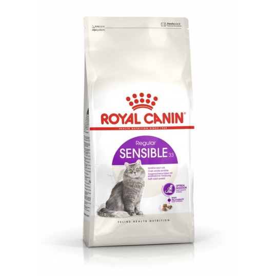 Royal Canin Sensible 33. Til voksne katte over 1 år med følsomt fordøjelsessystem.