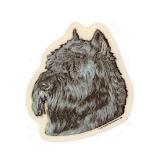 Bouvier des Flanders, hv. Vælg: klistermærke, nøglering, broche, slipsenål, mm.
