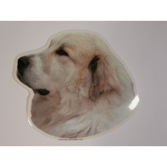 Pyreneerhund. Vælg: klistermærke, nøglering, broche, slipsenål, mm