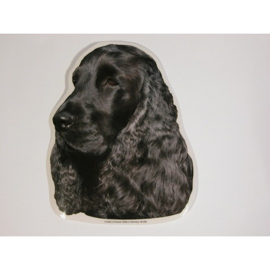 Cocker Spaniel, sort, hv. Vælg: klistermærke, nøglering, broche, slipsenål, mm.