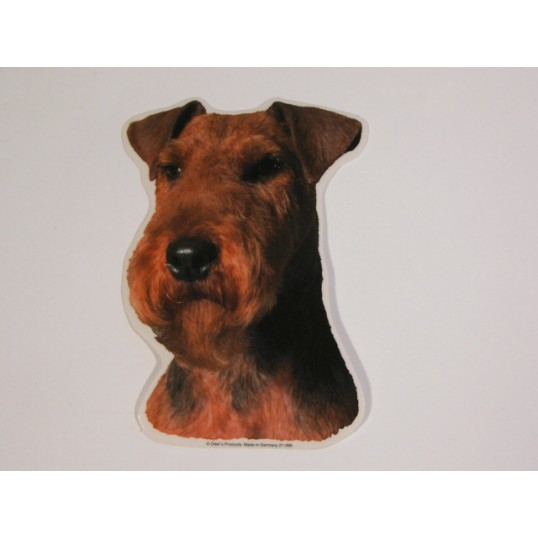 Welsh Terrier, hv. Vælg: klistermærke, nøglering, broche, slipsenål, mm