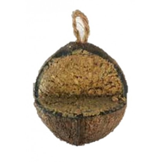 Kokosnød med fedt og frø.