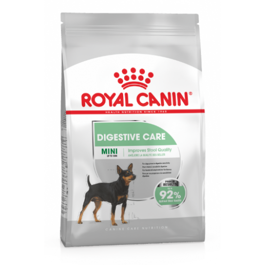 Royal Canin Mini Digestive Care. Til voksne og modne hunde af små racer (1-10 kg) over 10 måneder med følsom fordøjelse.