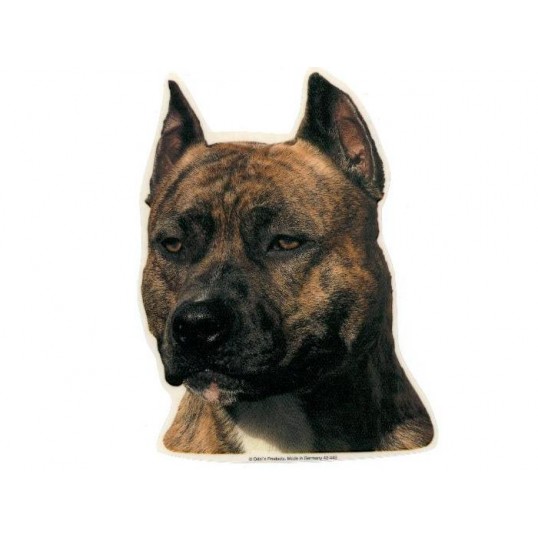 Amerikansk Staffords Terrier, hv. Vælg: klistermærke, nøglering, broche, slipsenål, mm.