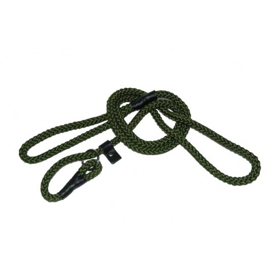 Grøn Labradorline. Line med integreret halsbånd. 8 mm. 150 cm.
