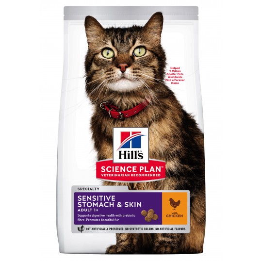 Hill's Science Plan Feline Adult. Sensitive Stomach and Skin. Chicken.