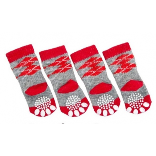 Hundesokker skridsikre. Rød. Indeholder 4 stk.