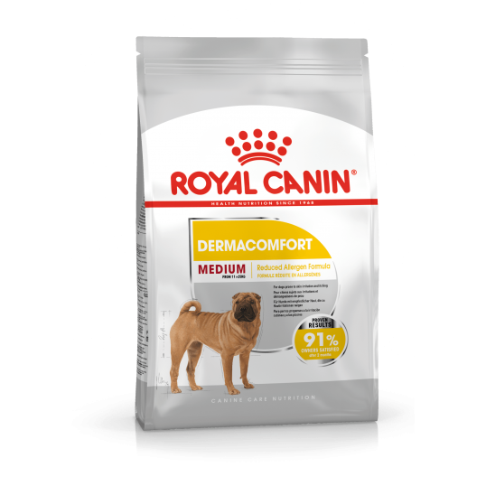 Royal Canin Medium DermaComfort. (irriteret / kløende hud). Hunde over 12 måneder