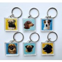 Yorkshire Terrier, hv. Vælg: klistermærke, nøglering, broche, slipsenål, mm