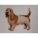 Basset Griffon Vendeen. Vælg: klistermærke, nøglering, broche, slipsenål, mm.