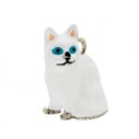 Eksklusiv nøglering med Hvid siddende kat. Måler ca. 10,5cm inkl. kæde med charms og selve nøgleringen.
