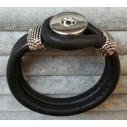 "Basic Nature" armbånd i glat sort læderlook til Snap knap. SPAR 50,- 