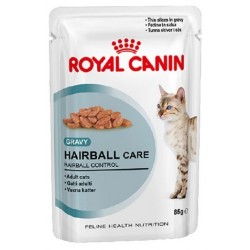 Royal Canin Hairball Care Gravy. Tynde bidder i sovs. Vådfoder. Til voksne katte over 1 år med tildens til hårboller. 12 ps. á 85 g