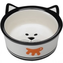 Hundeskål / katteskål i beige keramik