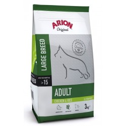 Arion Original Adult Large Breed hundefoder med Kylling og Ris. Til hunde mellem 1-7 år, der vejer over 15 kg. (Pose á 12 kg)