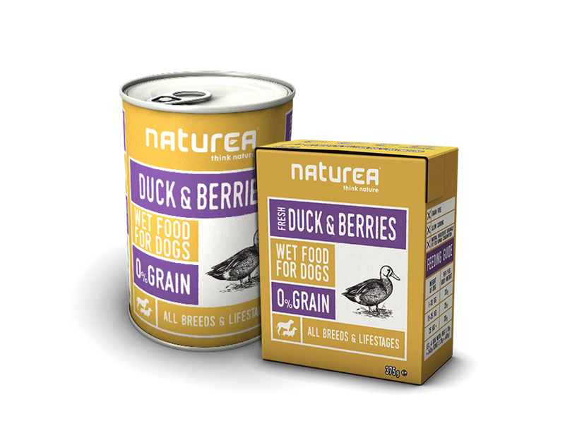 Naturea Naturals Duck & Blueberries kornfri vådfoder 375g.