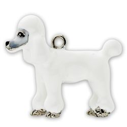 #2 - Eksklusiv nøglering med Hvid puddel. Måler ca. 10,5cm inkl. kæde med charms og selve nøgleringen.