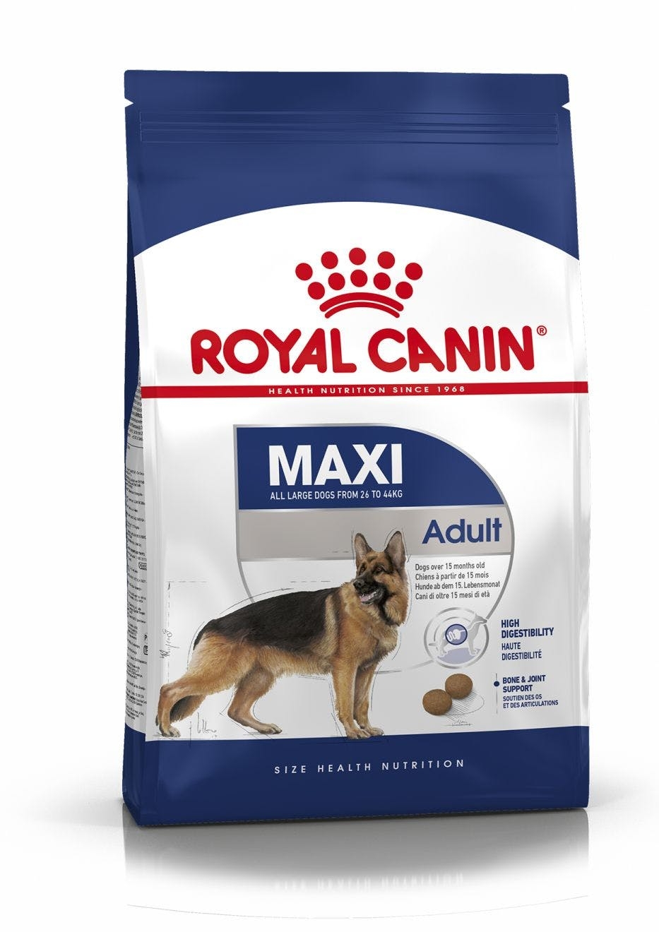 Se Royal Canin Maxi Adult 26-44kg. Voksen og Moden. Hund. hos Alttilhundogkat.dk