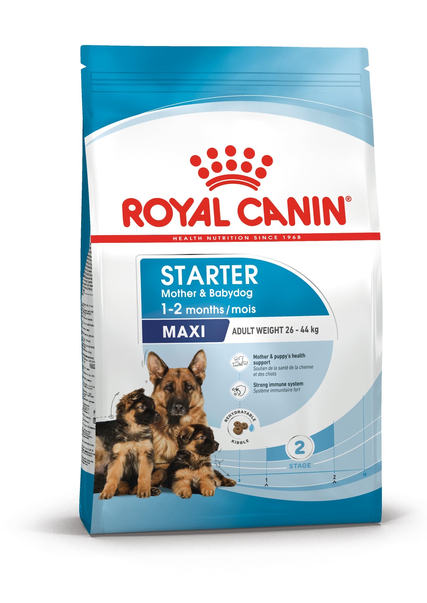 Se Royal Canin Maxi Starter. Mother & Babydog. Voksenvægt 26-44 kg. hund. (15kg) hos Alttilhundogkat.dk